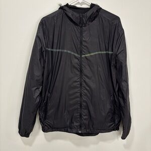 Zyia Active Lightweight Windbreaker Full Zip Black Camo Iridescent Strip Running